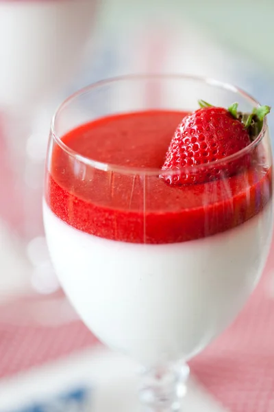 Panna cotta dessert med strawberry sirap — Stockfoto