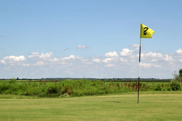 Két sárga golf jelző szám — Stock Fotó