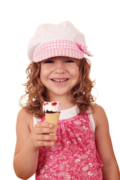 Ευτυχισμένη κοριτσάκι με παγωτό — Φωτογραφία Αρχείου