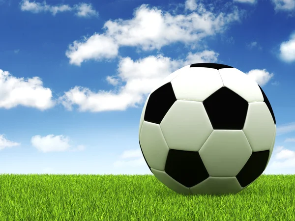 Fußball auf grünem Rasen — Stockfoto