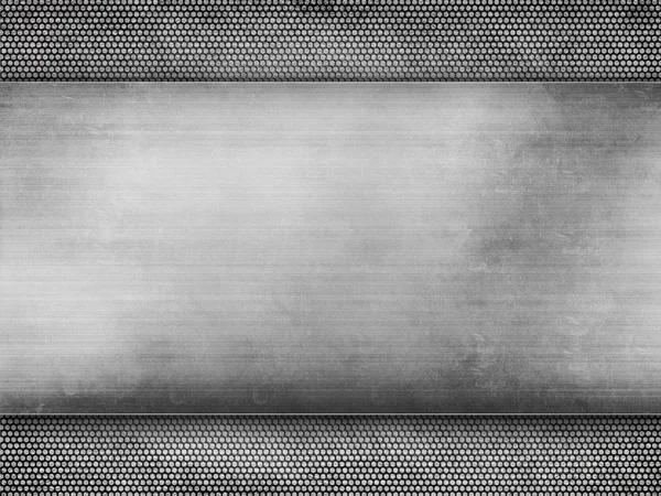 Metal plate on metal grill background — Stock Photo, Image