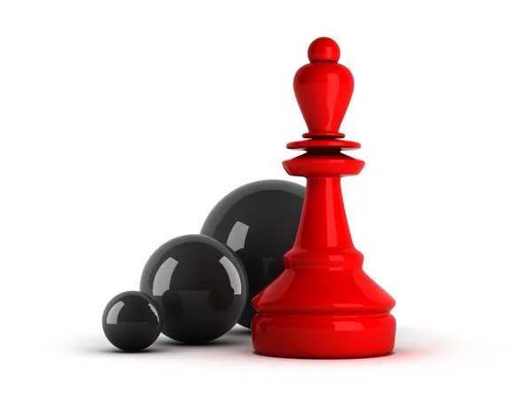 Leadership symbol - chess figure and balls — Stock Photo, Image