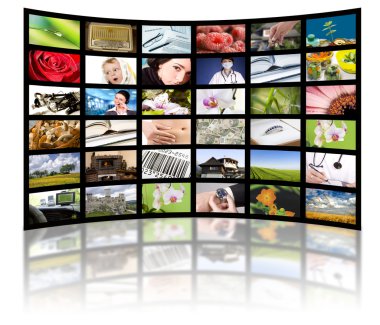 Television production concept. TV movie panels clipart