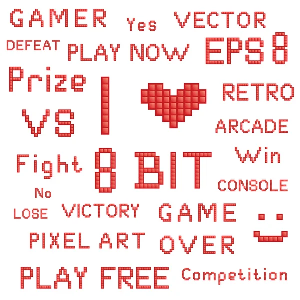 Rode pixel kunst slogans — Stockvector