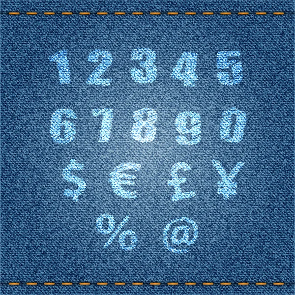 Numéros et symboles de jeans — Image vectorielle