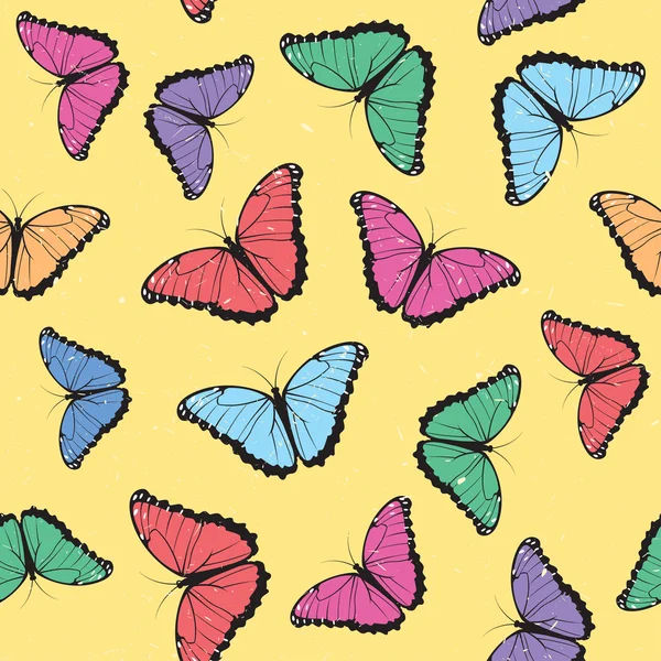 Färg fjärilar seamless mönster — Stock vektor