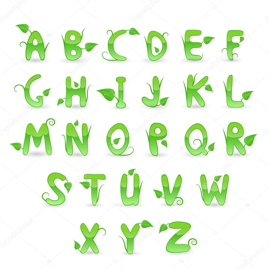 Green Floral Alphabet