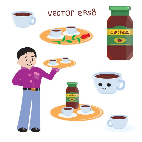 Cartoon koffie pictogrammen — Stockvector