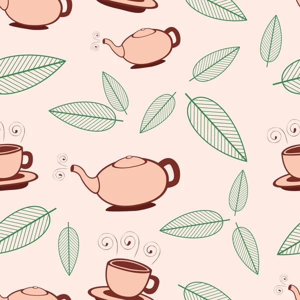 Tea Seamless Pattern — Stock Vector