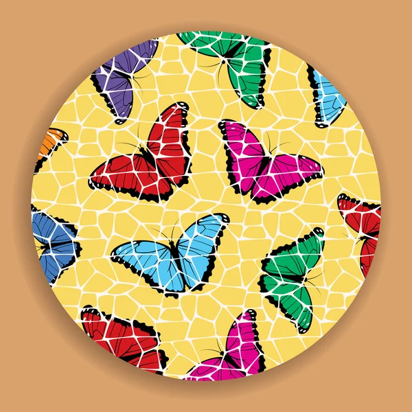 Vintage mosaik fjärilar — Stock vektor