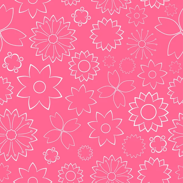 Pink Flowers Seamless Pattern — Stock Vector