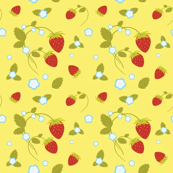 Strawberries Seamless Pattern — Stock Vector