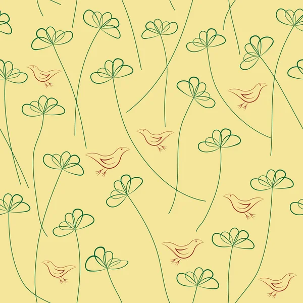 Las manos dibujan un patrón floral sin costuras — Vector de stock