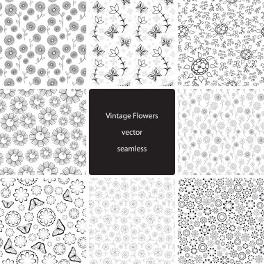 Vintage Fowers Seamless Collection clipart