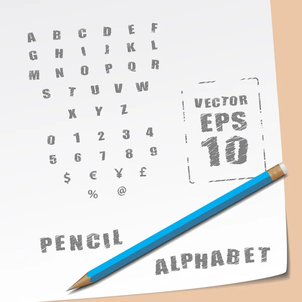 Alphabet and Pencil — Stock Vector
