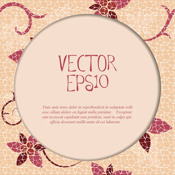 花のモザイク フレームとビンテージのカード — ストックベクタ