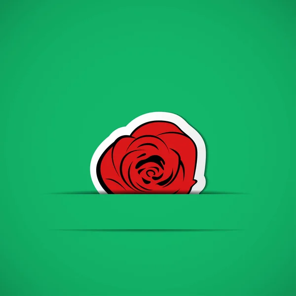 绿卡与纸缝中的红玫瑰 — 图库矢量图片