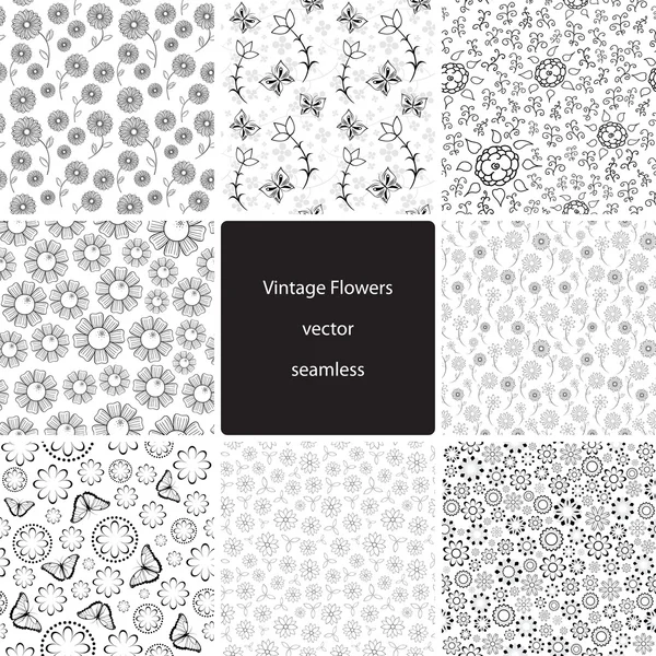 Vintage Fowers Seamless Collection — Stock Vector