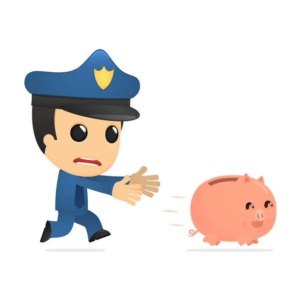 Komik karikatür polis — Stok Vektör