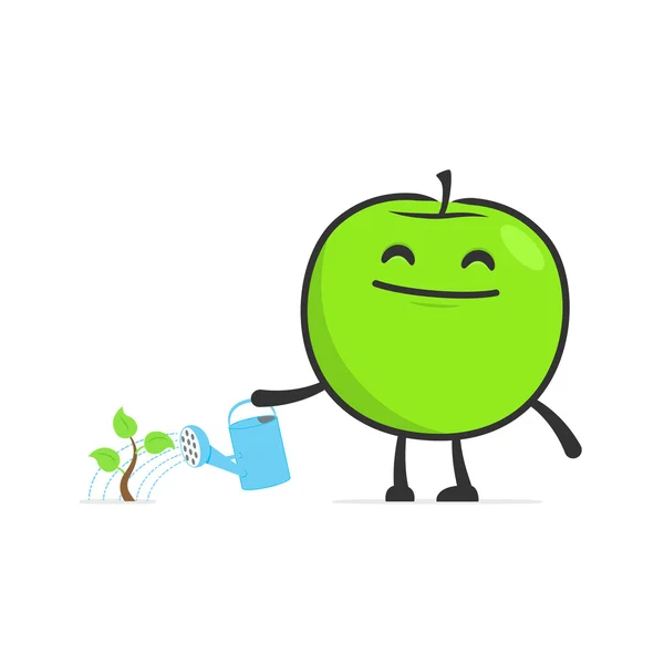 Divertente cartone animato mela — Vettoriale Stock