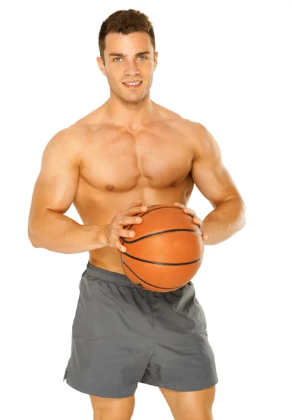 Retrato de um jovem jogador de basquete masculino — Fotografia de Stock