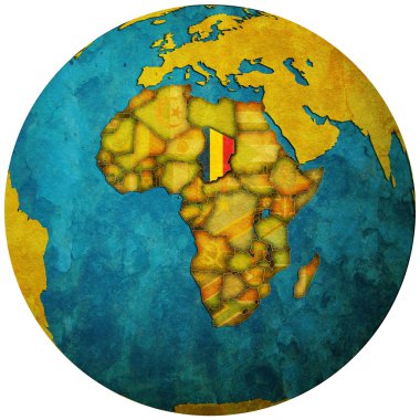 Chad flag on globe map clipart