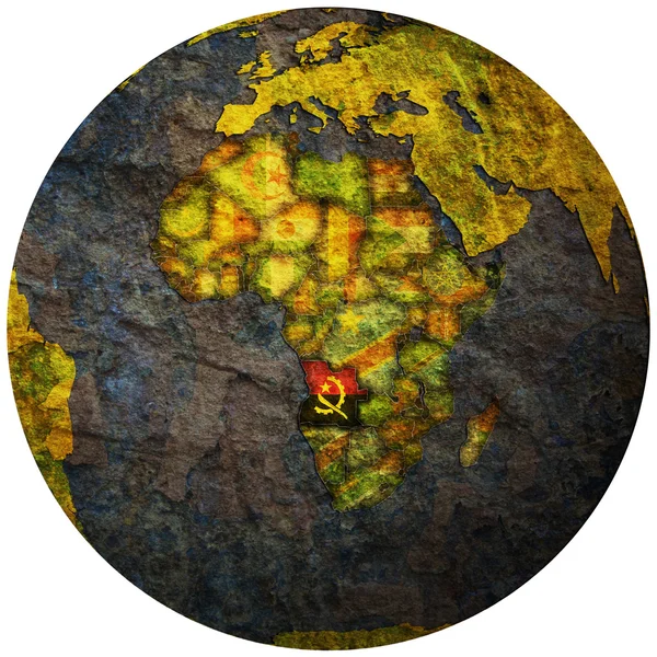 Angola faso flag on globe map — Stock Photo, Image