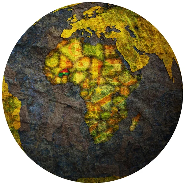 Burkina faso flaga na mapie świata — Zdjęcie stockowe
