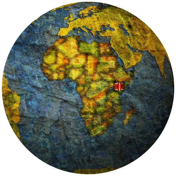 肯尼亚在全球地图上的标志 — 图库照片