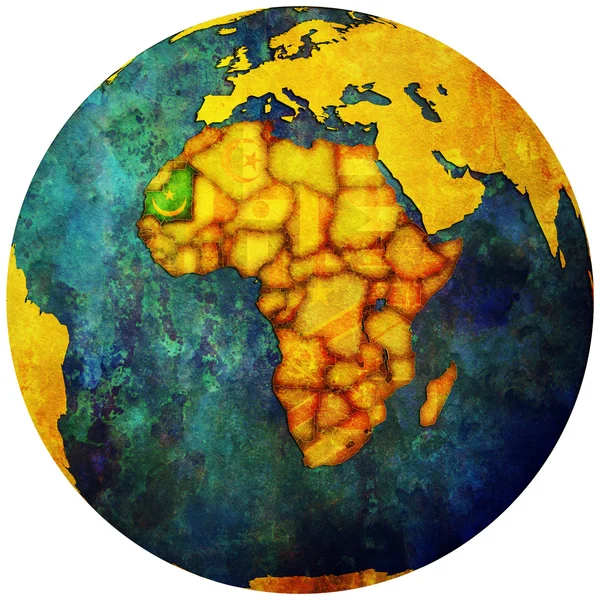Флаг Мавритании на карте мира — стоковое фото