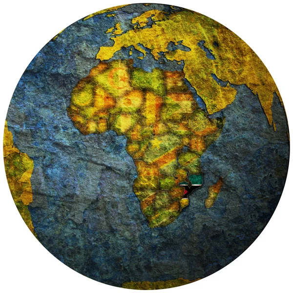 Flaga Mozambiku na mapie świata — Zdjęcie stockowe