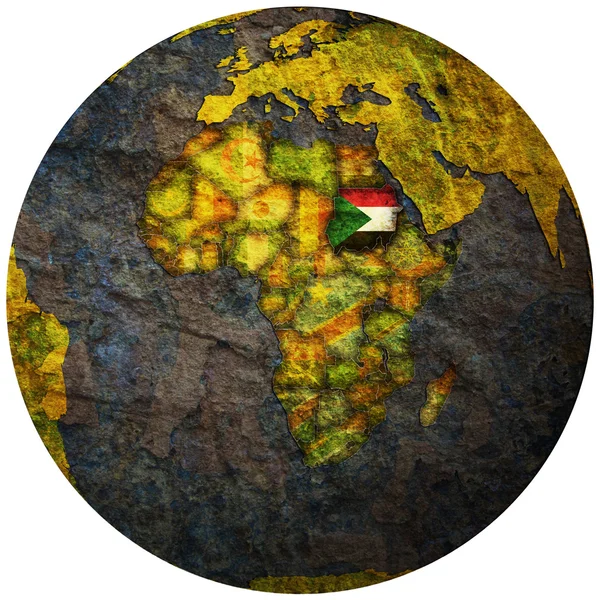 Bandera de Sudán en el mapa globo —  Fotos de Stock