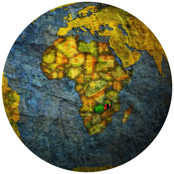 赞比亚在全球地图上的标志 — 图库照片