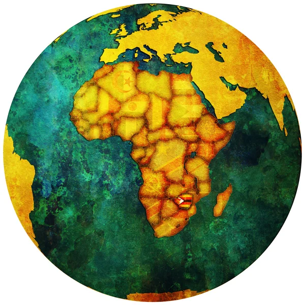津巴布韦在全球地图上的标志 — 图库照片