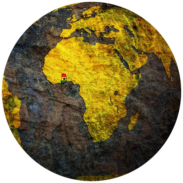 Флаг Ганы на карте мира — стоковое фото