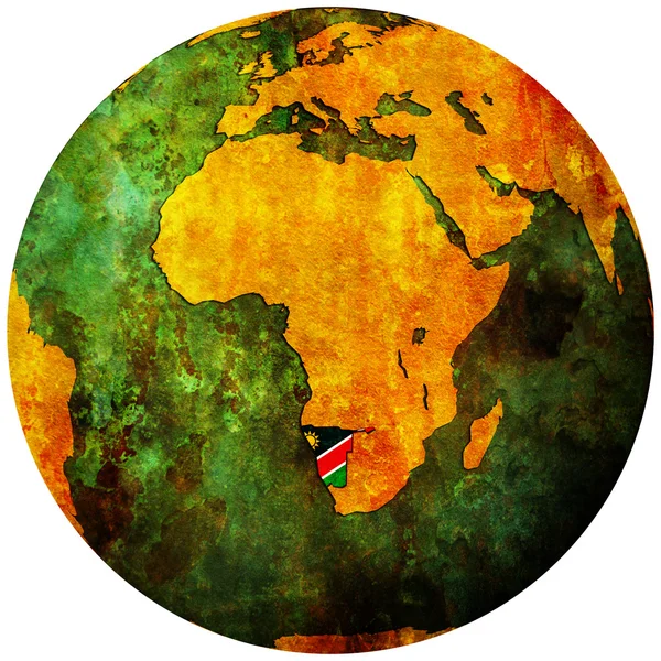 Bandiera Namibia sulla mappa del globo — Foto Stock