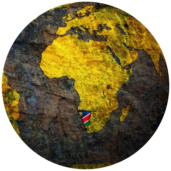 Bandera de Namibia en el mapa del globo —  Fotos de Stock