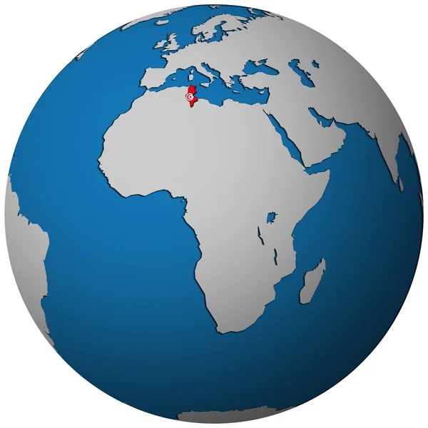 Tunisfahne auf Weltkarte — Stockfoto