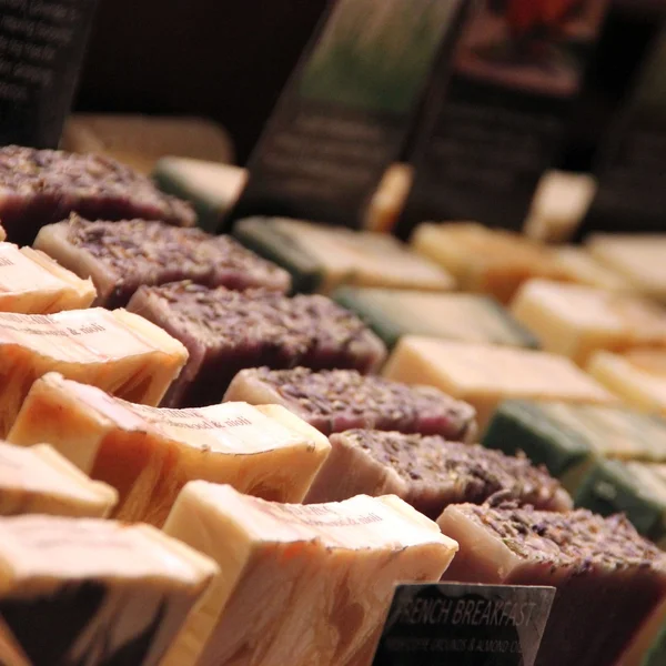 Rows of handmade soap — Stock Photo, Image
