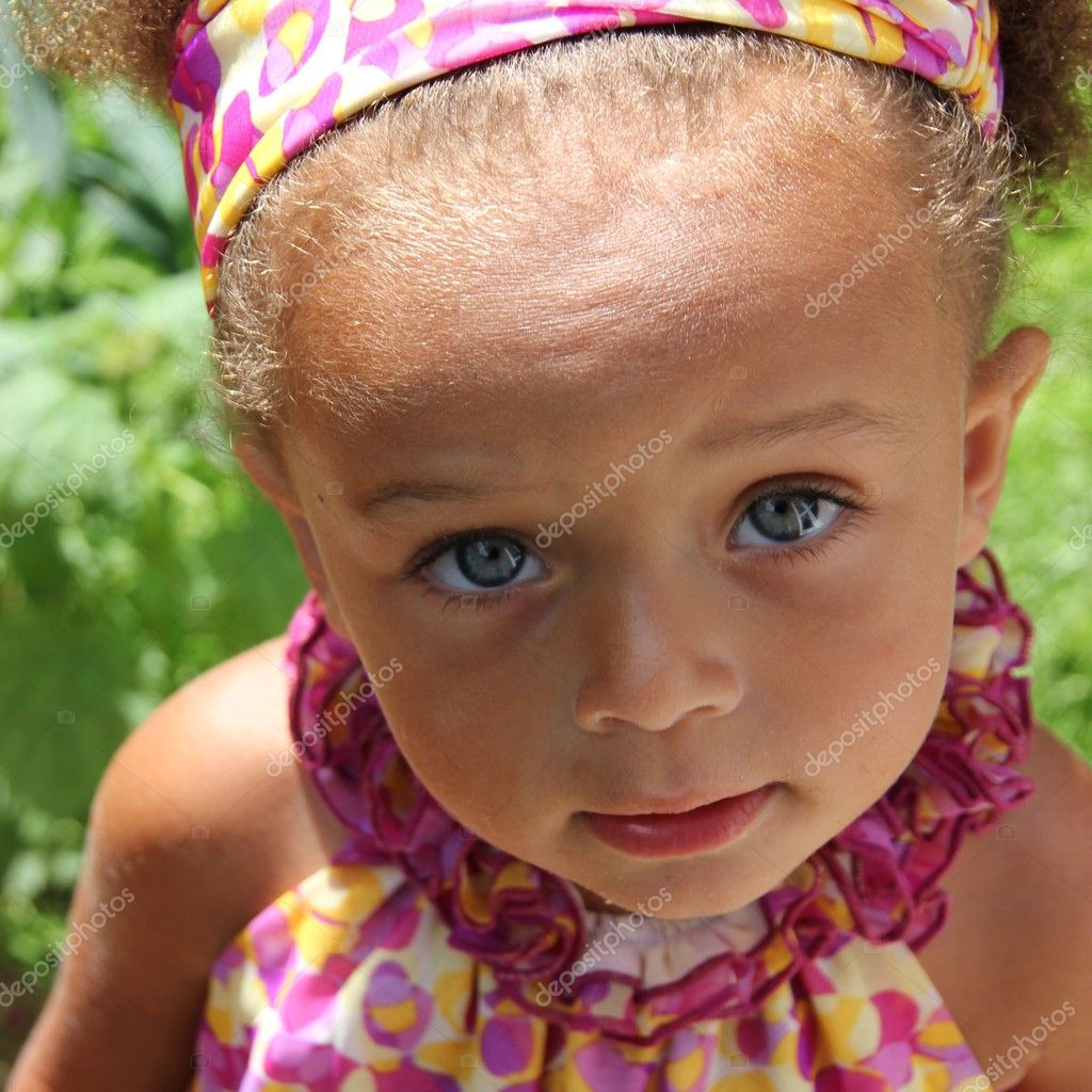 mixed baby girl with blue eyes