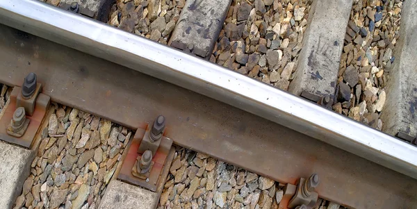 Demiryolu rayları ve demiryolu bağları — Stok fotoğraf
