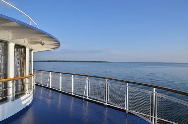 Fence of a deck on river cruise boat on Volga river — Stock Photo, Image