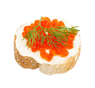 Kırmızı havyar ile sandviç