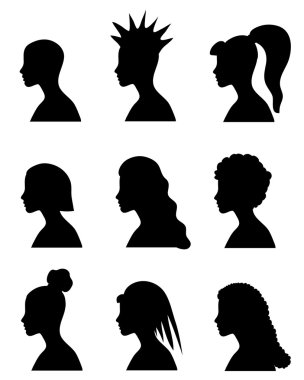 Fashion girl silhouettes set clipart