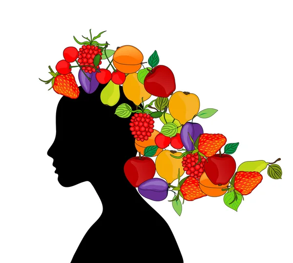 Κορίτσι με φρούτα — Διανυσματικό Αρχείο