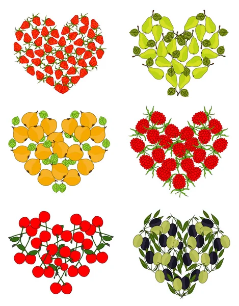 Conjunto de corazones de fruta — Archivo Imágenes Vectoriales