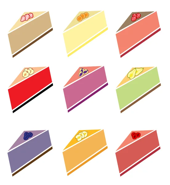 Set de 9 tartas de queso en rodajas — Archivo Imágenes Vectoriales