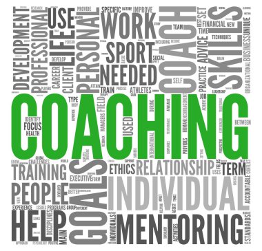 Coaching concept in tag cloud clipart