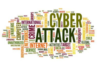 Cyber attack in word tag cloud clipart