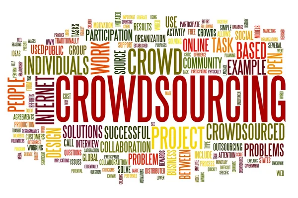 Crowdsourcing-Konzept in der Word-Tag-Cloud — Stockfoto